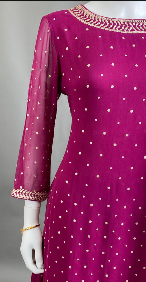 Rani Pink Kurta, Pant and Dupatta set