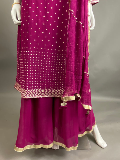 Rani Pink Kurta, Pant and Dupatta set