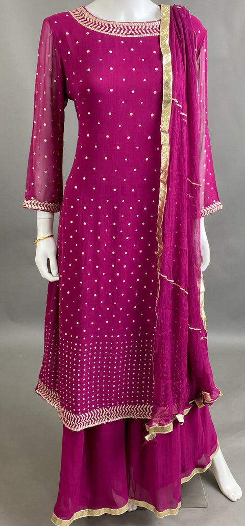 Rani Pink Kurta, Pant and Dupatta set