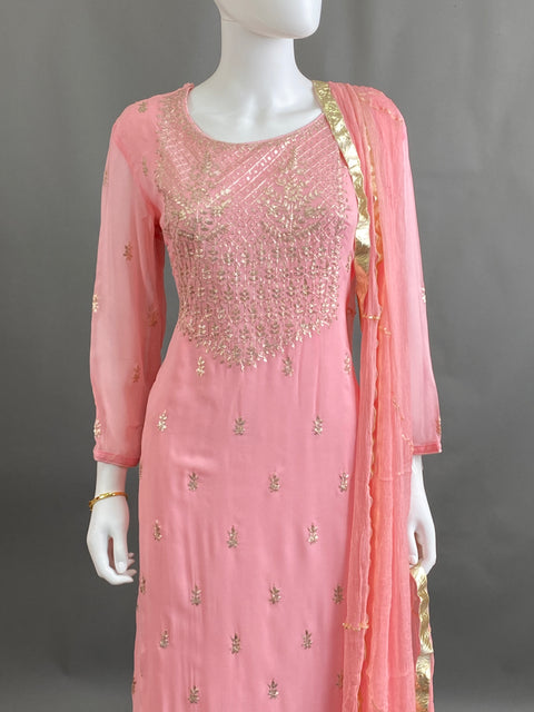 Peach Kurta, Pant and Dupatta set