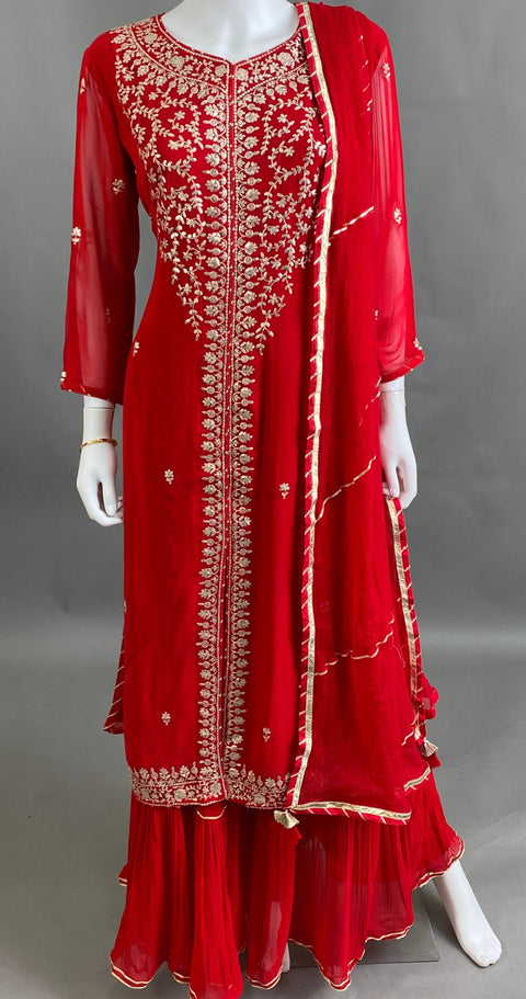 Red Kurta, Pant and Dupatta set