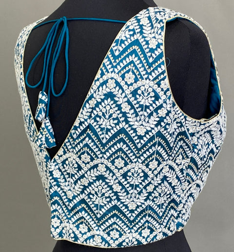 Blue Blouse with chikankari