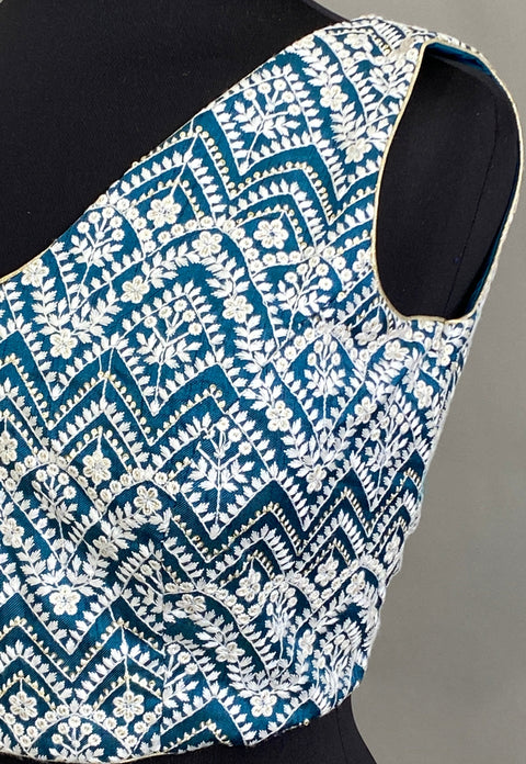 Blue Blouse with chikankari