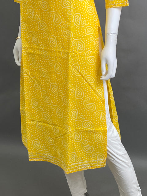 yellow Straight Kurti