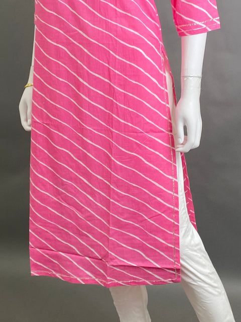Pink cotton Straight Kurti