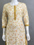 Off-White and Yellow floral cotton Straight Kurti