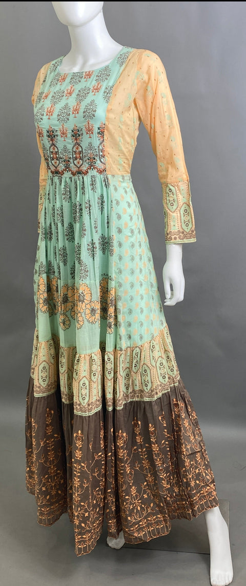 Blue and Peach A-Line Kurti
