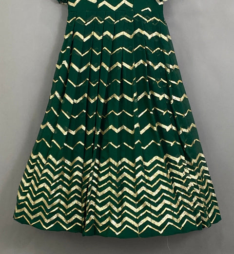 Bottle Green With Zig-Zag pattern Kids-dress
