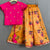 Pink and Orange Silk Kalamkari Kids Lehangas