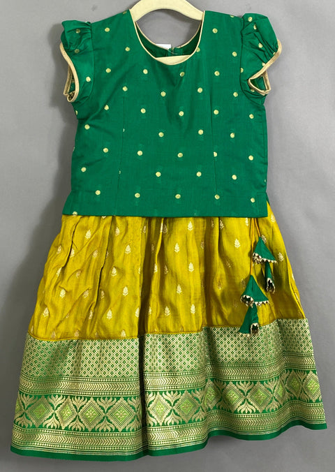 Green Tissue Kids Lehengas