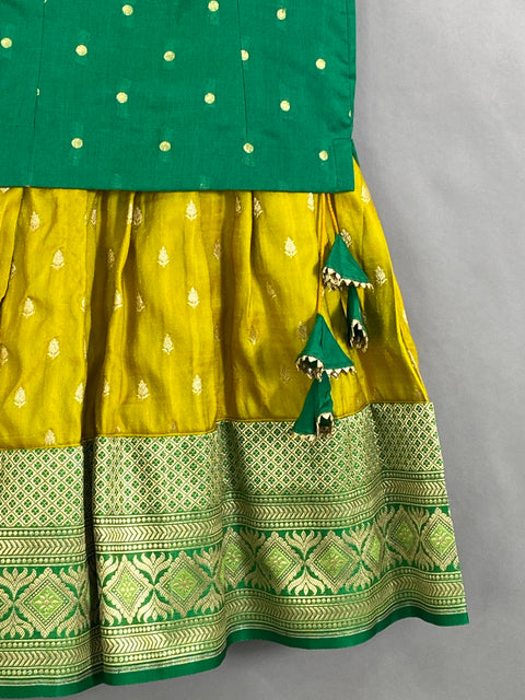 Green Tissue Kids Lehengas