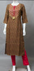 Brown And Red Straight Kurti
