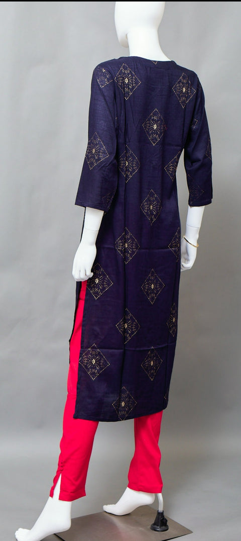 Navy Blue Straight Kurti