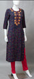 Navy Blue & Orange Straight Kurti