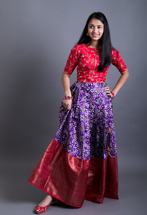 Crop Top and Patola Lehenga With Traditional Borders
