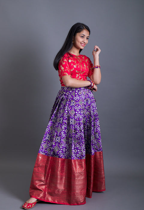 Crop Top and Patola Lehenga With Traditional Borders