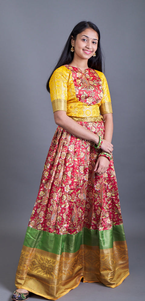 Crop Top and Floral Lehenga With Traditional Borders
