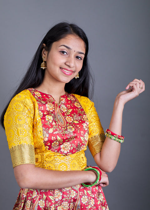 Crop Top and Floral Lehenga With Traditional Borders