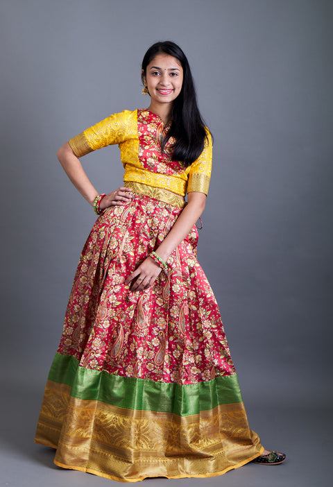 Crop Top and Floral Lehenga With Traditional Borders