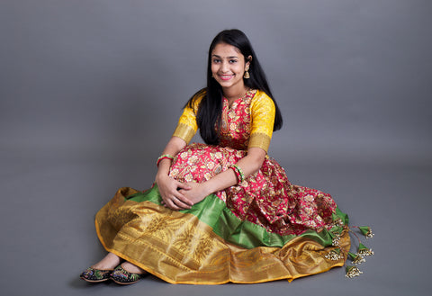 Crop Top and Floral Lehenga With Traditional Borders
