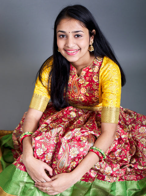 Crop Top and Floral Lehenga With Traditional Borders